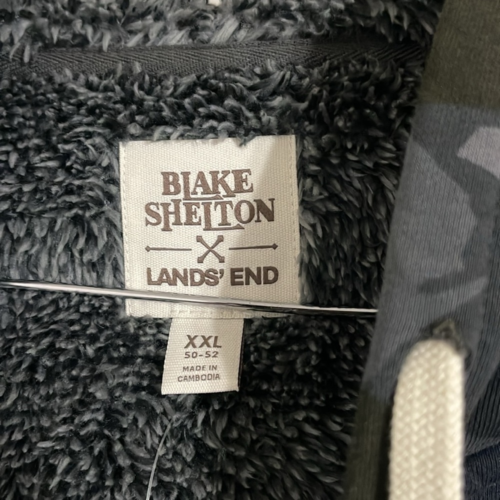 blake shelton x green camo lined zip up hoodie jacket lands end xxl - Picture 5 of 8